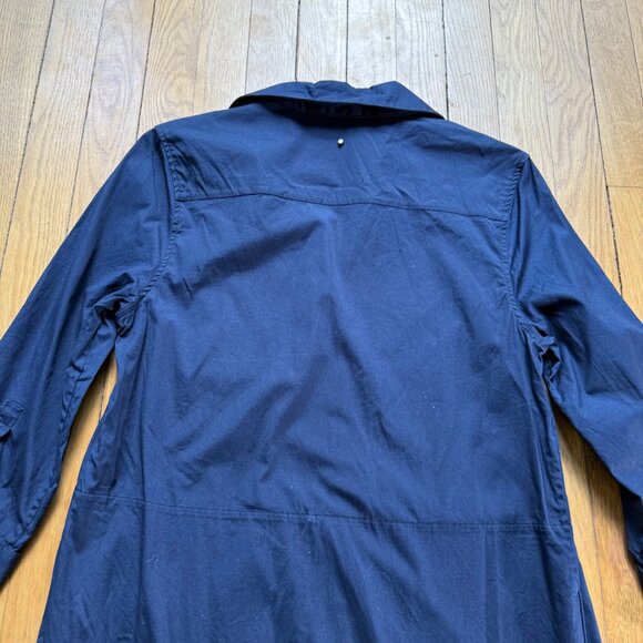 Cuyana Size S Navy Blue Poplin 3/4 Sleeves Collared Tunic Mini Shirt Dress - Picture 16 of 16